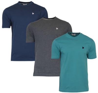 3-Pack Donnay - T-shirt (Vince) - Sportshirt - Heren - Navy/Charcoal/Teal Blue (756) - maat S