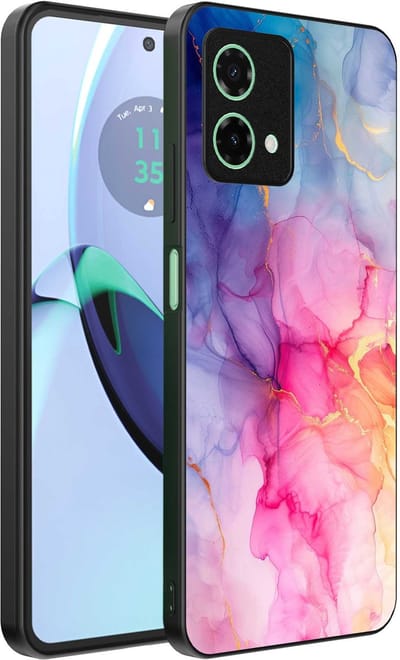 Geschikt voor Motorola Moto G84 Telefoonhoesje met marmeropdruk - TPU backcover case marble design - Regenboog - Smartphonica geschikt voor Motorola Moto G84