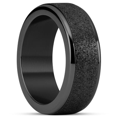 Enthumema | 8 mm Glitterende Zwarte Roestvrijstalen Fidget Ring