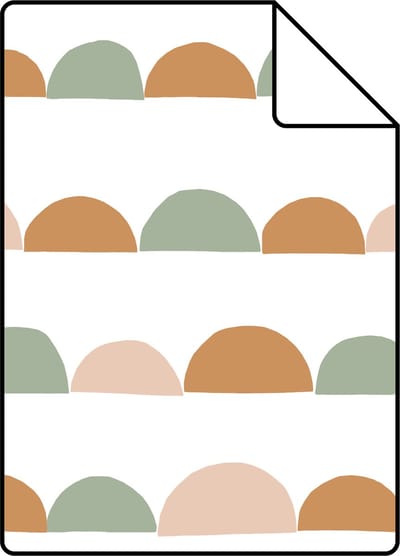 Proefstaal ESTAhome behang grafisch motief zacht roze, warm oranje en mintgroen - 26.5 x 21 cm - 139267-S