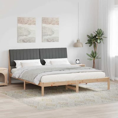 vidaXL - Bedframe - met - hoofdeinde - Bruin - 180 - x - 200 - cm - Massief - grenenhout