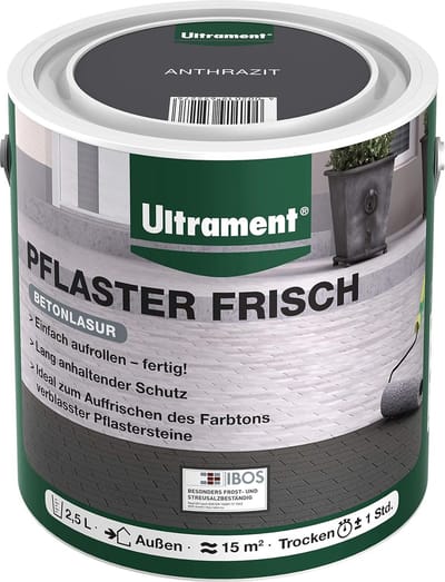 Ultrament Pflaster Frisch Betonglaze - Antraciet, 2,5 liter: Gemakkelijk aan te brengen, UV- en weerbestendig, sneldrogend, ideaal voor buitenruimtes en absorberende betontegels.