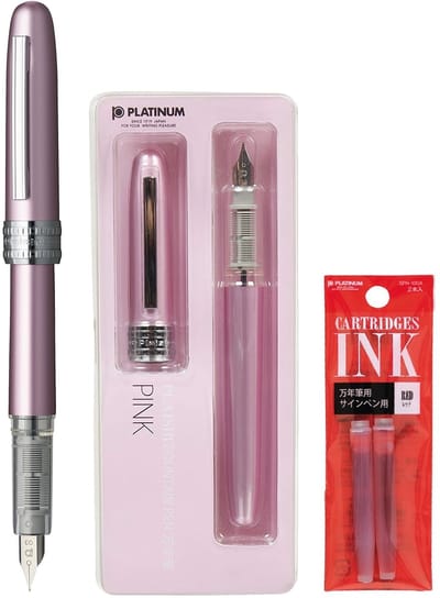 Platinum Japan - Plaisir Fountain Pen - FIJN - Vulpen - Roze - penpunt: fijn 03 - Met extra navullingen Rood