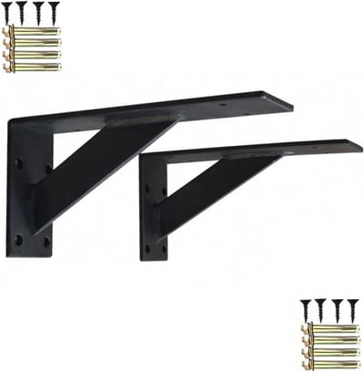 Plankdragers - Wandsteunen - Zware Lasten Dragen - Verbreed Verdikt Ijzer - 50x25cm - Zwart