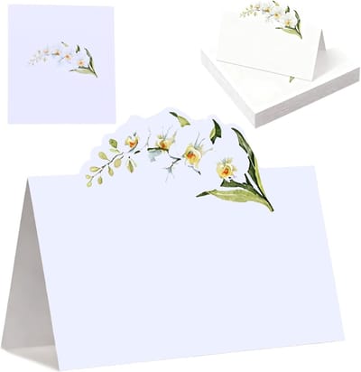 50 Stuks Tafelkaarten voor Bruiloft en Feesten, Witte Orchideeën, Perfect voor Diner en Verjaardag