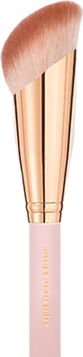 Boozyshop ® Soft Pink & Gold Angled Contour & Bronzer Brush – Schuin Afgesneden Make-up Kwast – Voor Poeder Contour, Bronzer & Blush – Zijdezachte Synthetische Haren – Voor Een Flawless, Chiseled Look