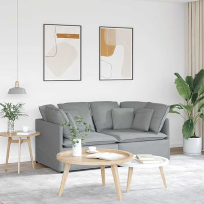 vidaXL - Modulaire - bank - met - kussens - stof - lichtgrijs