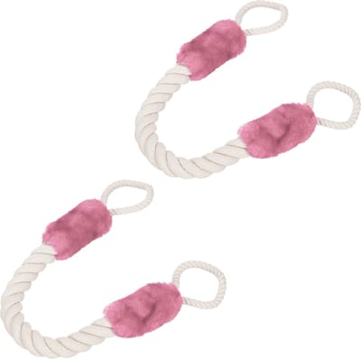 deurstopper touw - set van 2 - deurklink - 60 cm - crème-roze