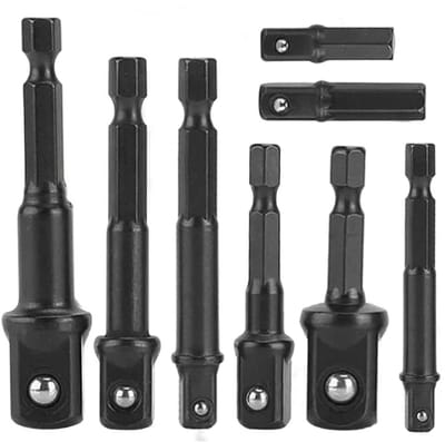 Dailygoods - Boor Socket Adapter Extension Set - 8 stuks - Perfect voor Klussen - 1/4 Schacht - Voor Boormachine - Inclusief Diverse Maatvoering