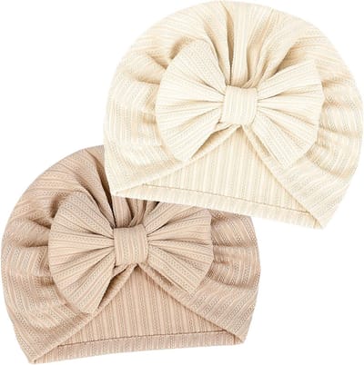2 Stuks Zachte Rekbare Turban Hoed voor Pasgeborenen - Comfortabele Baby Hoed voor Jongens en Meisjes - Ideaal voor Kraamzorg en Ziekenhuis