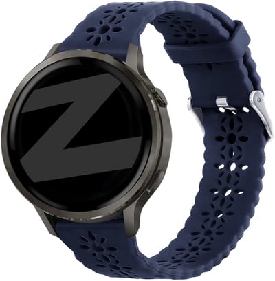 Bandz Siliconen 'Lace' bandje geschikt voor Garmin Vivoactive 6 / 5 / 3 / Vivomove / 3 / HR / Style / Luxe / Sport / Trend / Forerunner 645 / 570 / 245 / 170 / 165 / 70 / 55 / Venu / SQ / SQ2 / 2 Plus / Approach S12 / S40 / S42 / S44 - Donkerblauw