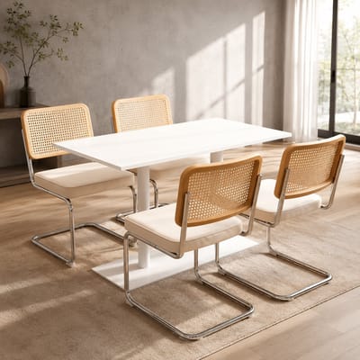 Eetkamerstoelen - Set Van 4 - Gestoffeerde eetkamerstoel - Met rugleuning - Eetkamerstoel - Eettafelstoel - Eetkamerstoelen - Stoel - Stof - Middeleeuwse stijl - Beige