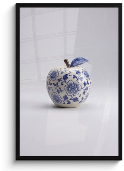 Poster in lijst - Fotolijst 60x90 cm - Posters - Appel - Blauw - Klassiek - Posterlijst zwart - Decoratie - Wanddecoratie woonkamer - Muurdecoratie slaapkamer