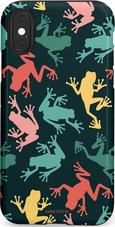 Casetastic Hoesje Geschikt voor Apple iPhone X/Xs - Stijlvolle Beschermende Duo-layer Case - Regenwoud Kikkers