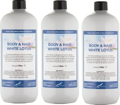 Body & Hair White Lotus 1 Liter - set van 3 stuks - 2 in 1 voor lichaam en haar.