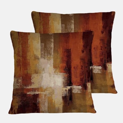 Kussenhoezen Set - Decoratieve Hoezen - Woonkamer Decoratie - Abstract Roest Patroon - 46 x 46 cm - Oranje