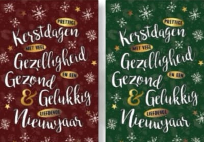 10 Luxe Kerst- en Nieuwjaarskaarten 2 x 5 dubbele kaarten met enveloppen - Kerst 11 - Gratis verzonden