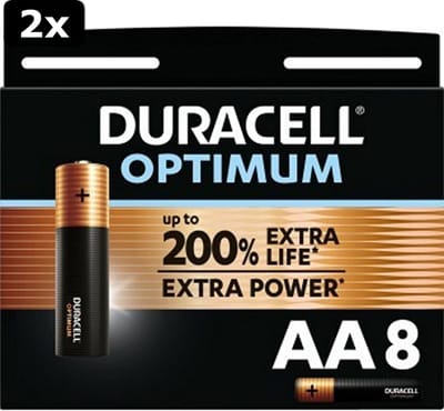 2x Duracell Alkaline Optimum Batterij AA 8 Pack