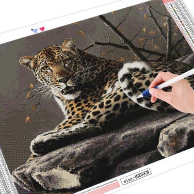 5D DIY Diamond schilderij dier volledige vierkante diamanten borduurwerk Kit Leopard foto van strass kunst aan de muur Full Square 20X30CM