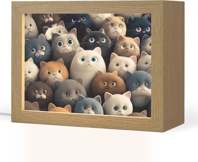 Nachtlampje 20x15 cm - Kinder lampje - Katten - Dieren - Poes - Design - Meiden - Jongens - Tafellamp kinderkamer - Slaapkamer lamp - Bedlamp kinderen - Kinderlampje stopcontact - Wandlamp babykamer - Nachtlampjes