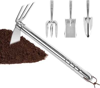 Tuinhandgereedschap Set - Bodemgereedschap Hark - Tuinonderhoud - Roestvrijstalen Constructie - 40 x 15 x 5 cm - Zilver