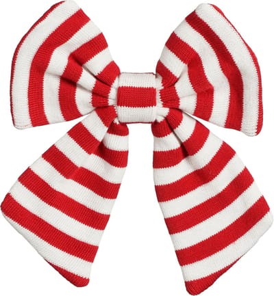 House of Seasons kerst ornament strik -rood/wit gestreept - 20 x 17 cm - polyester