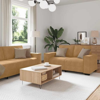 vidaXL - 2-delige - Loungeset - met - kussens - fluweel - bruin