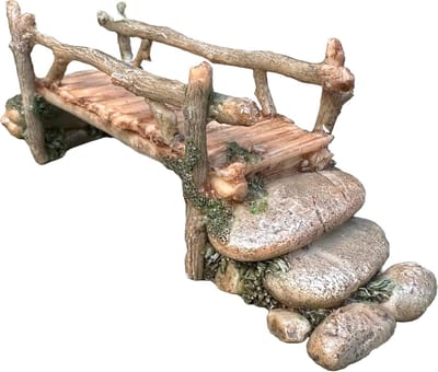 Tuinbrug - Miniatuur brug - Sprookjeslandschap decoratie - Gedetailleerd acrylvakmanschap - 19 cm breed - Bruin