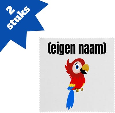 Akyol - kleine papegaai met eigen naam brillendoekjes - Papegaai - papegaai liefhebbers - iemand die houdt van papegaaien - verjaardag - cadeau - kado - 17,8 bij 17,8 cm - 2 stuks
