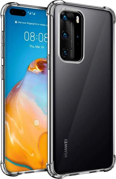 Hoesje geschikt voor Huawei P40 Pro - Anti Shock Proof Siliconen Back Cover Case Hoes Transparant