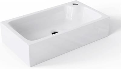 Kleine Opzetwastafel 46x26cm Vierkant van Mineraalstuc Wit
