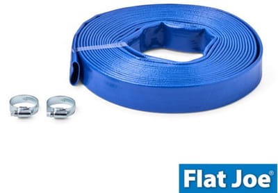 Flat Joe ® 32mm Waterslang SET - 10mtr flexibele slang 32mm - incl. 2 slangklemmen - waterafvoer - pompslang voor dompelpomp - platte waterslang