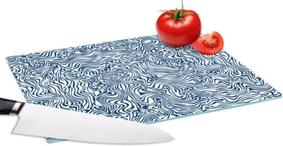 Glazen Snijplank - 28x20 - Patronen - Abstract - Blauw - Snijplanken Glas