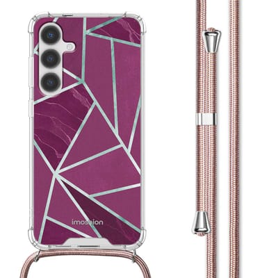 imoshion Hoesje - Geschikt voor Samsung Galaxy S24 Plus - Design Hoesje met Koord - Bordeaux Graphic