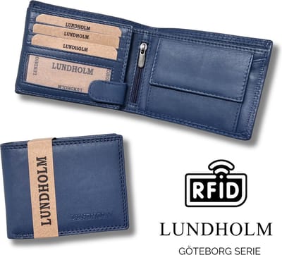 Lundholm Dames Portemonnee Azuur Blauw Leer RFID (Anti-Skim) - portemonnee dames billfold vrouwen cadeautjes tip | Scandinavisch design - Göteborg serie