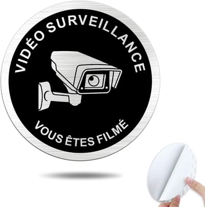 Bewakingsbord - CCTV sticker - Veiligheid verhogen - Aluminium metaal - 10 cm diameter - Zwart