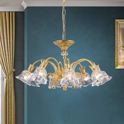 ORION Hanglamp La Boheme, goud, 8-lamps, kristalglas