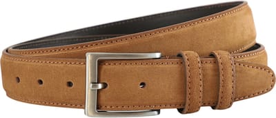 Landley Suède Leren Heren Riem - Pantalon Riem Leer - Broekriem Mannen - Cognac - Lengte totaal 110 cm / Riemmaat 95