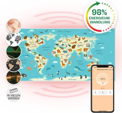 Klarstein Air Art Smart Infraroodverwarming, Infraroodverwarming met IoT/WiFi app-bediening, Openraamdetectie, Infraroodverwarming met thermostaat, CO2-vrije elektrische verwarming 700W