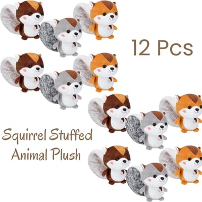 6-1s Animal en Peluche Écureuil 4,7 Pouces Petit Mignon Écureuil Peluche Animal en Peluche Porte-clés pour Fête d'Anniversaire Baby Shower 4.7Inch