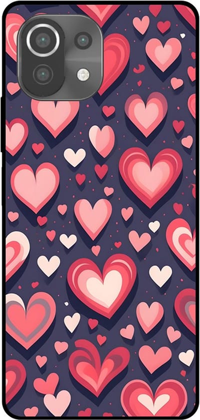 Smartphonica Telefoonhoesje Geschikt voor Xiaomi Mi 11 Lite met Hartjes Opdruk - TPU Backcover Case With Heart Design geschikt voor Xiaomi Mi 11 Lite
