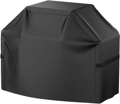 JeiibrZui 1 x BBQ-grillhoes voor buitengrill, waterdichte, uv-bestendige, duurzame en robuuste BBQ-grillhoes voor buiten, grote verticale grillhoes met PU-coating, zwart