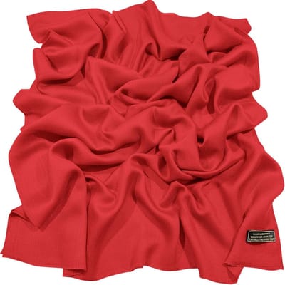 Nepalese Sjaal - Fringes Stole - Feestelijk Gebruik - Handgemaakt in Nepal - 198x72 cm - Rood
