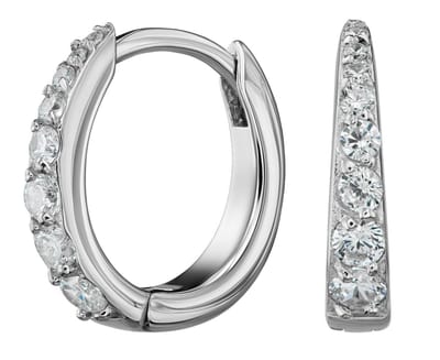 Traveller Oorringen - Dames - Edelstaal - Zilverkleurig - Zirkonia - Geplatineerd - Ringen ø 14 mm - 166318