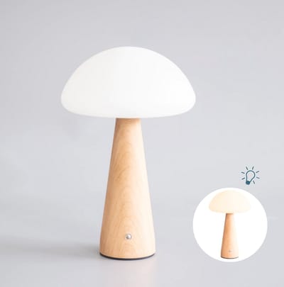 Mushroom lamp - Paddestoel lamp - Paddenstoel lamp - Tafellamp - Nachtlamp - Teak hout look - Groot