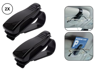 2x PD® - Brillenhouder auto - Brilhouder - EXTRA STERK - Zonnebrilhouder - Bankpashouder - Zonnebril Houder met clip - Brillenhouder voor in de Auto - Zonneklep Clip - Zonnebrilklem - Sunglas Visor