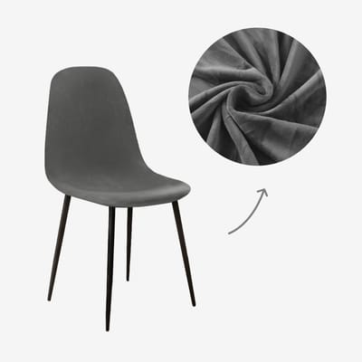 BankhoesDiscounter Velvet Kuipstoel Hoes – Eetkamer Stoelhoezen – Zetelhoes - Hoezen voor Kuipstoelen – Stoelbeschermers met Armleuning - Stoelhoezen Stretch - Grijs