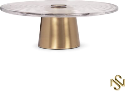San Naila- Glazen taartplateau - Glas - Goud- Taarthouder- Plateau
