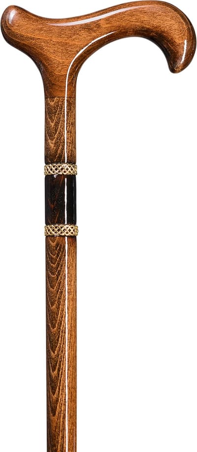 Gastrock Houten Wandelstok Bijoux - Bruin – Beukenhout – 94 cm lang – 16 mm dik – 290 gram – Derby handvat