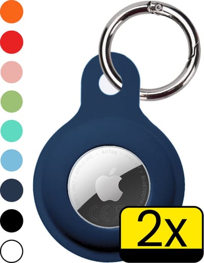 Hoesje Geschikt voor Apple AirTag 2e generatie Hoesje Sleutelhanger Houder - Siliconen Hoesje Geschikt voor Apple AirTag 2 Hoesje - Donkerblauw - 2 Stuks